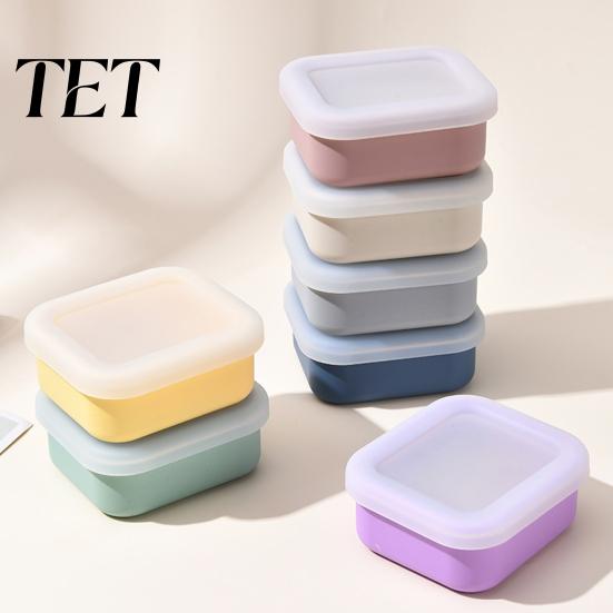 Travel Soap Holder for Camping Portable Silicone Box with Lid, Mini Square Waterproof Lightweight Accessory Toiletries Case, Reusable Container