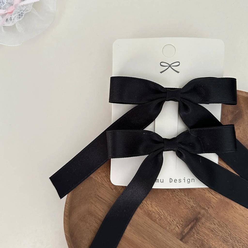 2 шт./комплект, детская корейская мода, принцесса, бант, заколка для волос, простые, белого и черного цвета, заколки для детей, милый головной убор с зажимом BB