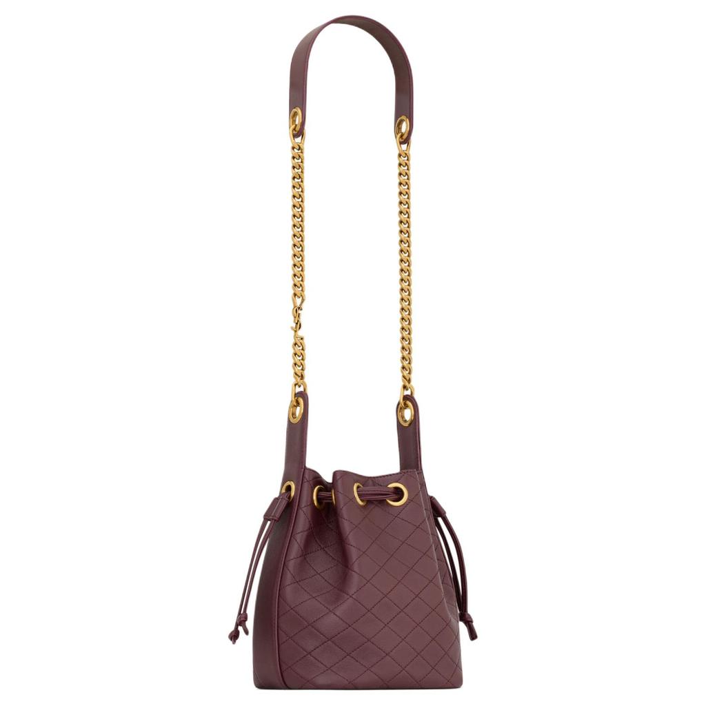Saint Laurent Cassandre Bucket Bag In Lambskin Hot Wine Women Bags Red 840886-1EL07-6195