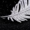 Rhinestone Feather Brooch for Women Men Faux Crystal Feather Lapel Safety Pin Collar Jewelry Accessory for Parties Weddings