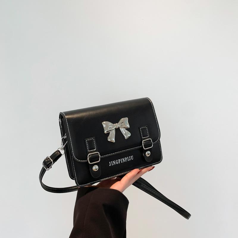 Bow Handbag Spring New Versatile Ins Gentle Texture One Shoulder Crossbody Bag Korean Style Small Square Bag