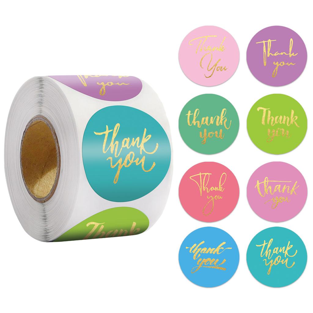 100-500pcs Rainbow Laser Thank You Stickers 1 inch White Thank You Small Business Sticker for Crafts ,Gift Packaging
