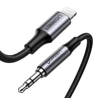 Аудиокабель AUX для iPhone MFI Lightning 3,5 мм мини-джек 1 м серый