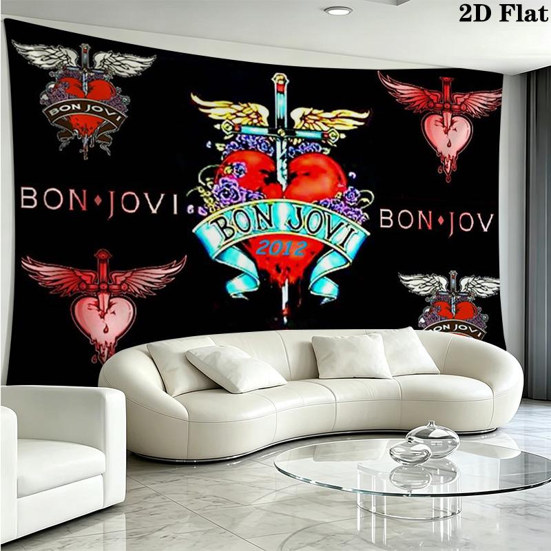 Bon Jovi Band Wall Tapestry Aesthetic Wall Hanging Printed Fabric Blanket Decorative Tapestries for Bedroom Living Room Home Decor