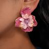 Iron Cloth Colorful Flower Earrings Korean Style Floral Ear Studs Exaggerated Ear Pendant  Daily