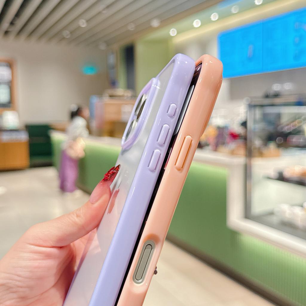 Прозрачный акриловый чехол-бампер конфетного цвета для iPhone 16 15 14 13 11 12 Pro Max Mini XR XS X 7 8 Plus SE