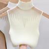 Женская однотонная трикотажная футболка без рукавов скинни, шикарный сетчатый жилет с полувысоким воротом, сексуальный ажурный топ