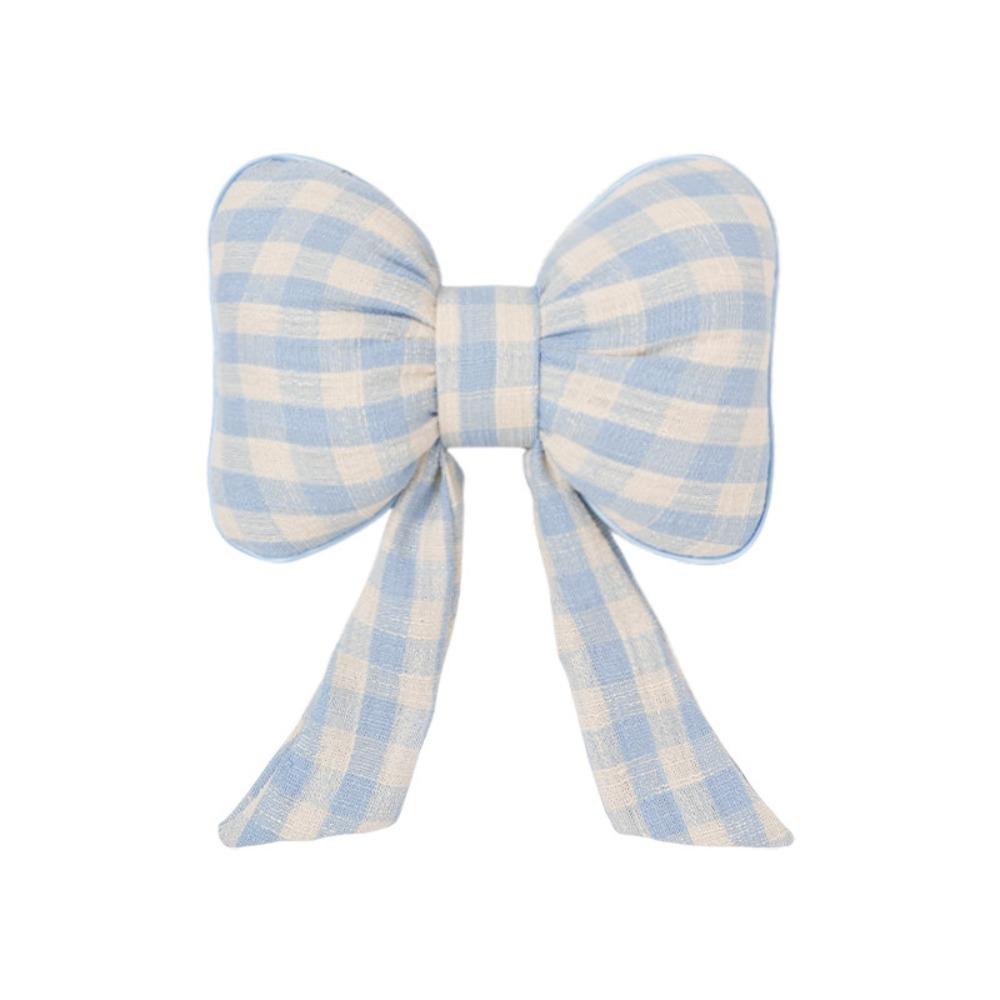 Grid Pattern Bowknot Pillows Plaid Interior Car Seat Cushion Bow Shape Pillow Adults Use