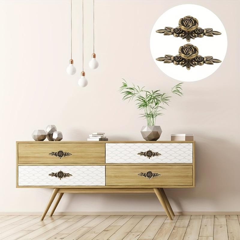 8 шт. Элегантные ручки для шкафов Rose с задней панелью из античной бронзы, ручки для ящиков из цинка для комодов, ящиков, шкафов, с крепежными винтами