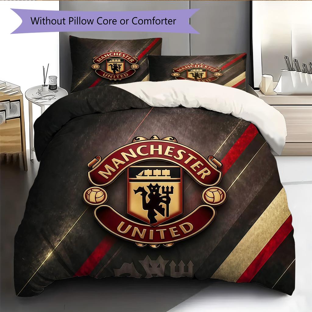 Man Utd2 Pattern Bedding Quilt Set Home Decoration Gift (1 * duvet cover + 2 * pillowcase without core)