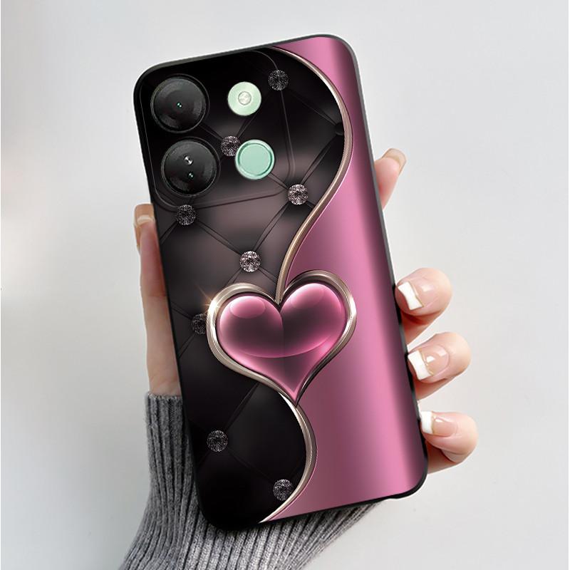 Печатный чехол для телефона для Infinix Smart 7 HD / Smart 7 Plus Мягкий силиконовый черный корпус Милый цветочный мультяшный чехол