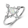 925 Sterling Silver Rings For Women Wedding Round White Opal Moonstone Ring Thin Band Female Engagement Rings Jewelry