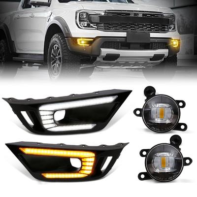 Дневные ходовые огни (ДХО) для Ford Ranger Raptor Светодиодные дневные ходовые огни Автомобильные передний бампер Ходовые дневные светодиодные противотуманные фары Белый Желтый