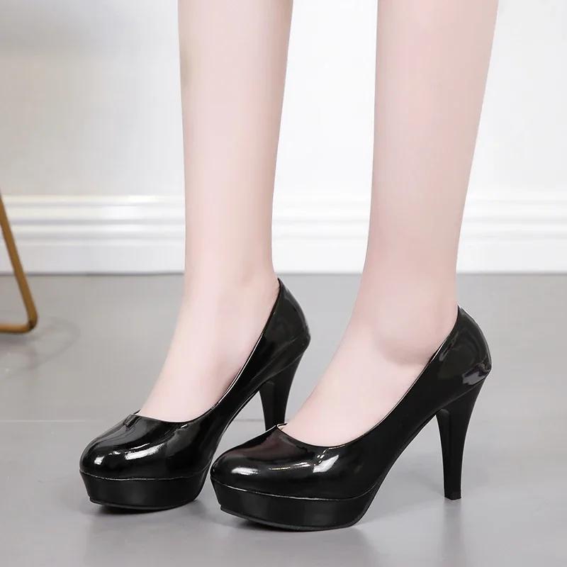 Fashion Super High Heel Women's Shoes 2025 New High Shallow Mouth Pointed Single Shoes Formal Professional Waterproof Table Pumps