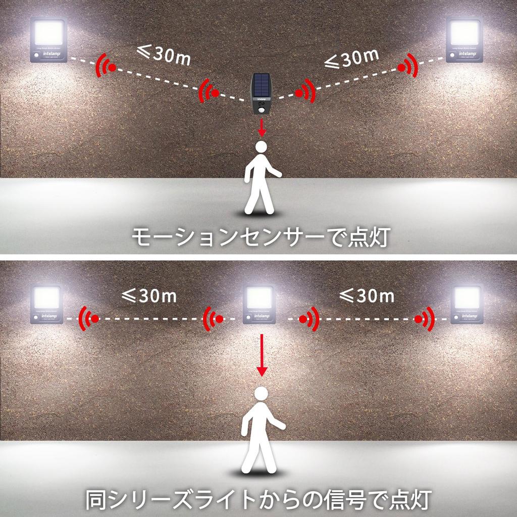 Intelamp Solar Light with Motion Sensor for Outdoor LED 170 Maximum Lumens of 2000 High High Solar Automatic 3 Intelligent No Electricity IP65