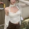 Женский летний топ с открытыми плечами, сексуальный жилет-майка, сексуальный шелковый кружевной топ, облегающий короткий топ Pure Desire