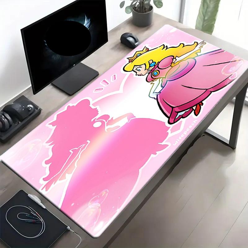 Princess Peach Toadstool Print Mouse Pad, Anti‑Slip Desktop keyboard Mat, for PC Laptop Gaming Working Daily Use, Cool Festival Surprise Gift