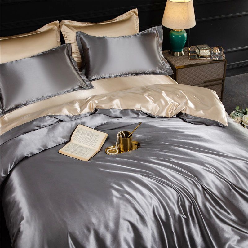 Комплект постельного белья Nordic Silk с пододеяльником, простыней, наволочкой, роскошный, для пары, односпальный, двуспальный, летний, домашний текстиль, однотонная простыня