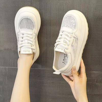 2025 весна и осень новые сетчатые дышащие маленькие белые туфли женские на платформе повседневные универсальные туфли для серфинга маленькие ароматные кружевные туфли для рыбалки