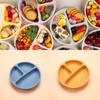 Baby Silicone Divided Plate Feeding Children Dining Safe Suction Round Tray for Toddlers Kids Meal Training Sucker Tableware