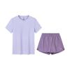 Anta Тренировочная серия Пуловер с круглым вырезом Однотонный Короткий рукав Спортивный Удобный Комплект шорт Женские комплекты Фиолетовый 962527205-7