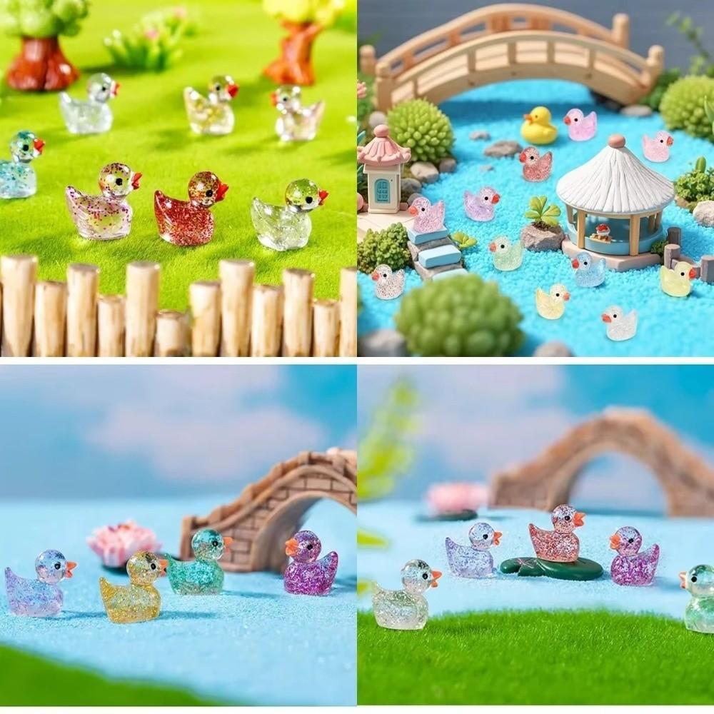 Mini Small Resin Duck Figure Toy Glittering Mini Tiny Ducks Miniature Duck Ornament  Garden Decor