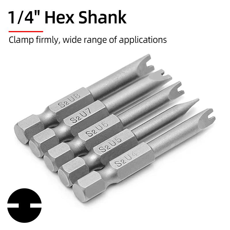 Набор бит для электрической отвертки с магнитным наконечником U-образной формы, шестигранник 1/4 дюйма, стальное сверло-наконечник U-образной формы S2, 50 мм U4 U5 U6 U7 U8