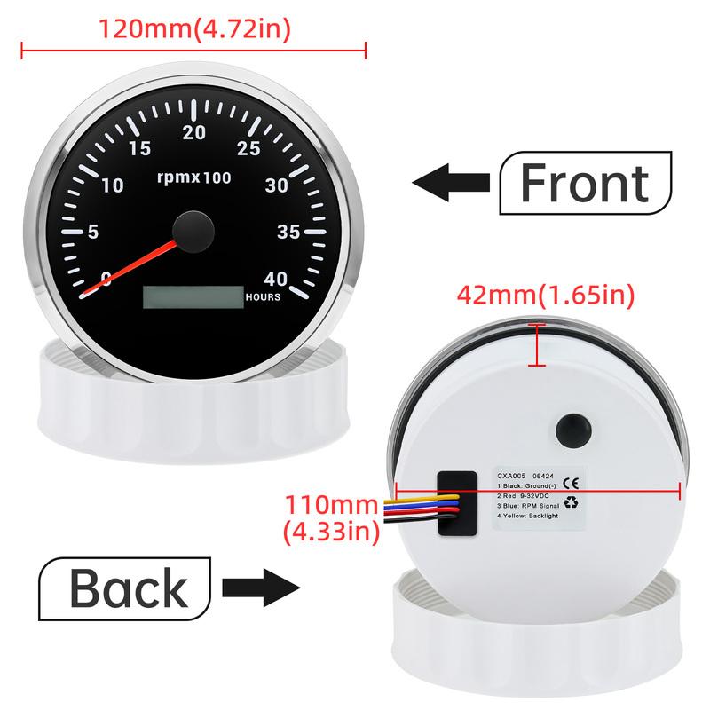 110MM Tachometer 3000-8000 RPM Meter 7 Color LED Tacho Gauge Car Boat Marine Outboard Vehicle 12V 24V tacometro