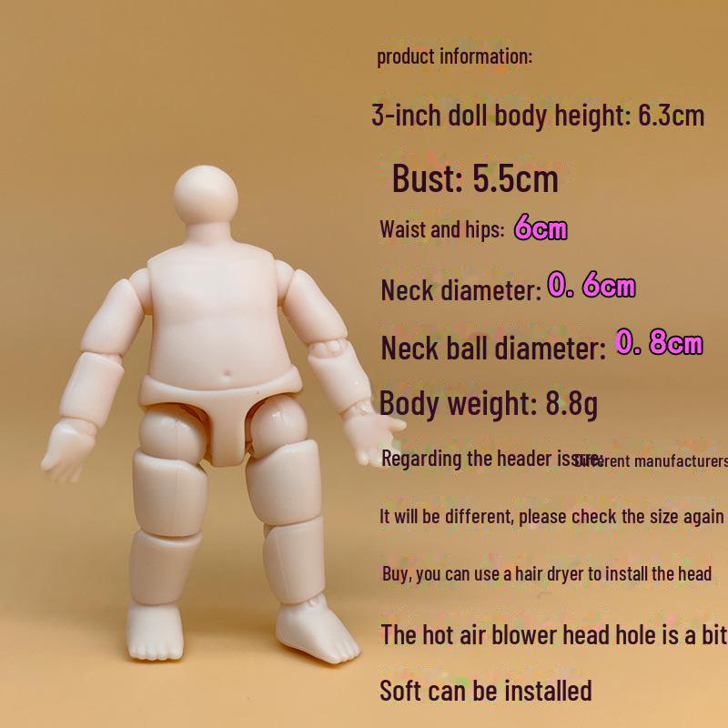 3-Inch BJD Doll with 6.3cm Body, Realistic Hands, Handmade Makeup & Princess Accessories