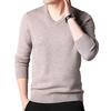 Мужской свитер с V-образным вырезом из 100% шерсти, тяжелый вес