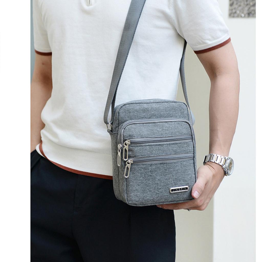 Men's Shoulder Bag Business Leisure Large Capacity Portable Handbag Zipper Multi Layer Waterproof Summer Male's Crossbody Bags
