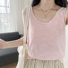 Женская майка с U-образным вырезом из бамбукового хлопка: 2024 Свободный крой, Закрывает подмышки, Летняя одежда из чистого хлопка