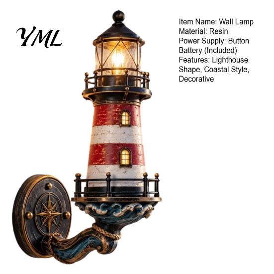 Coastal Wall Sconce Lighthouse Light, Vintage Nautical Lamp, Decorative Home Decor Light for Porch Patio Garden Beach House, Unique Housewarming Gift
