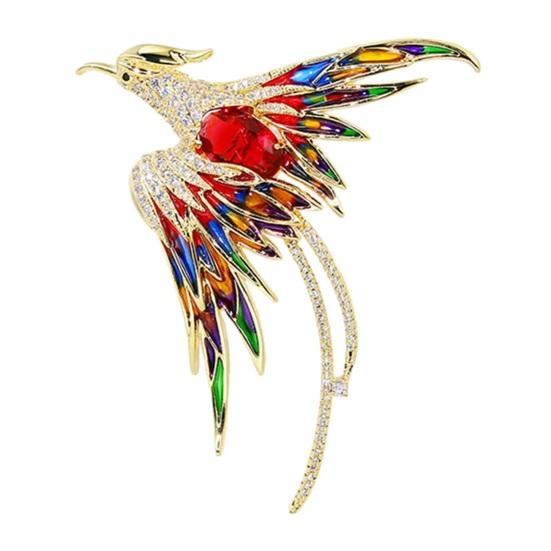 Phoenix Brooch Handmade Enamel Lapel Pin Chinese Style Bird Animal