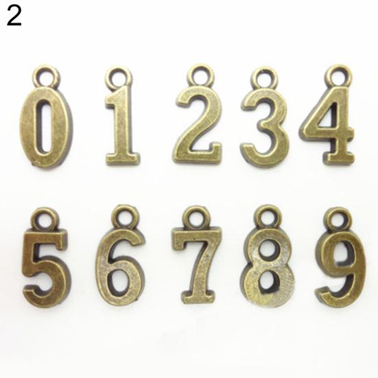 10 шт. 0-9 подвески в виде цифр, винтажные украшения в виде цифр, аксессуары для изготовления ювелирных изделий