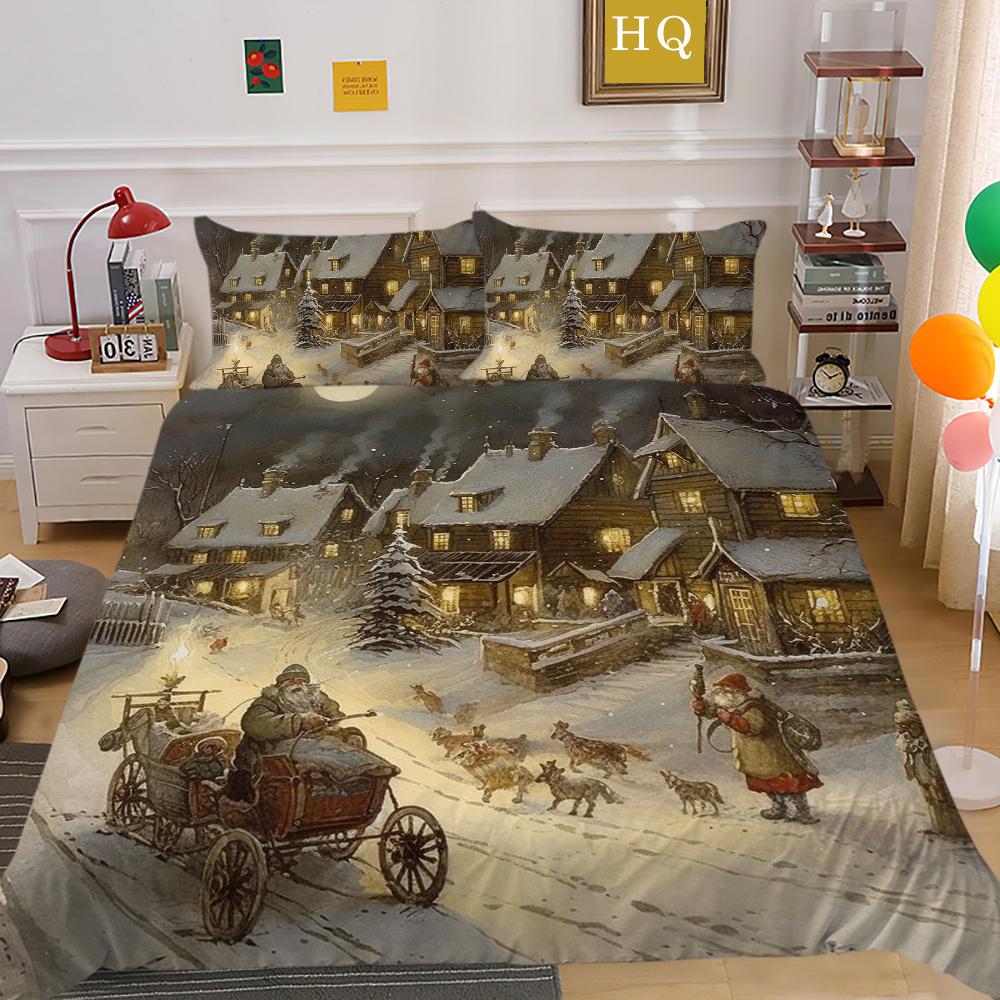 Christmas Printed Single Size Bed Set Cover Superior Highend Cartoon Design Children Teen Home Textiles