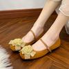 Fashion Lace Flower Belt Buckle Flats Shoes Ladies Lolita Comfy Mary Janes Women Square Toe Ballets Dress Office Loafers Femme Ballerina