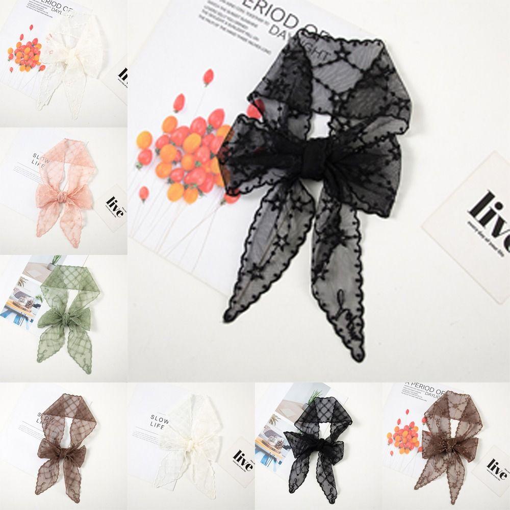 Embroidered Flower Women Narrow Long Scarf Elegant Sunscreen Shawl Ins Female Headscarf Summer