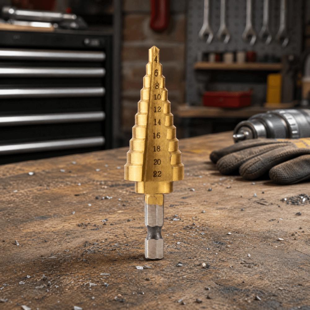 Hex Shank Hole Cutter Titanium Coated Step Drill Bit Set Durable Cone Bits  Wood
