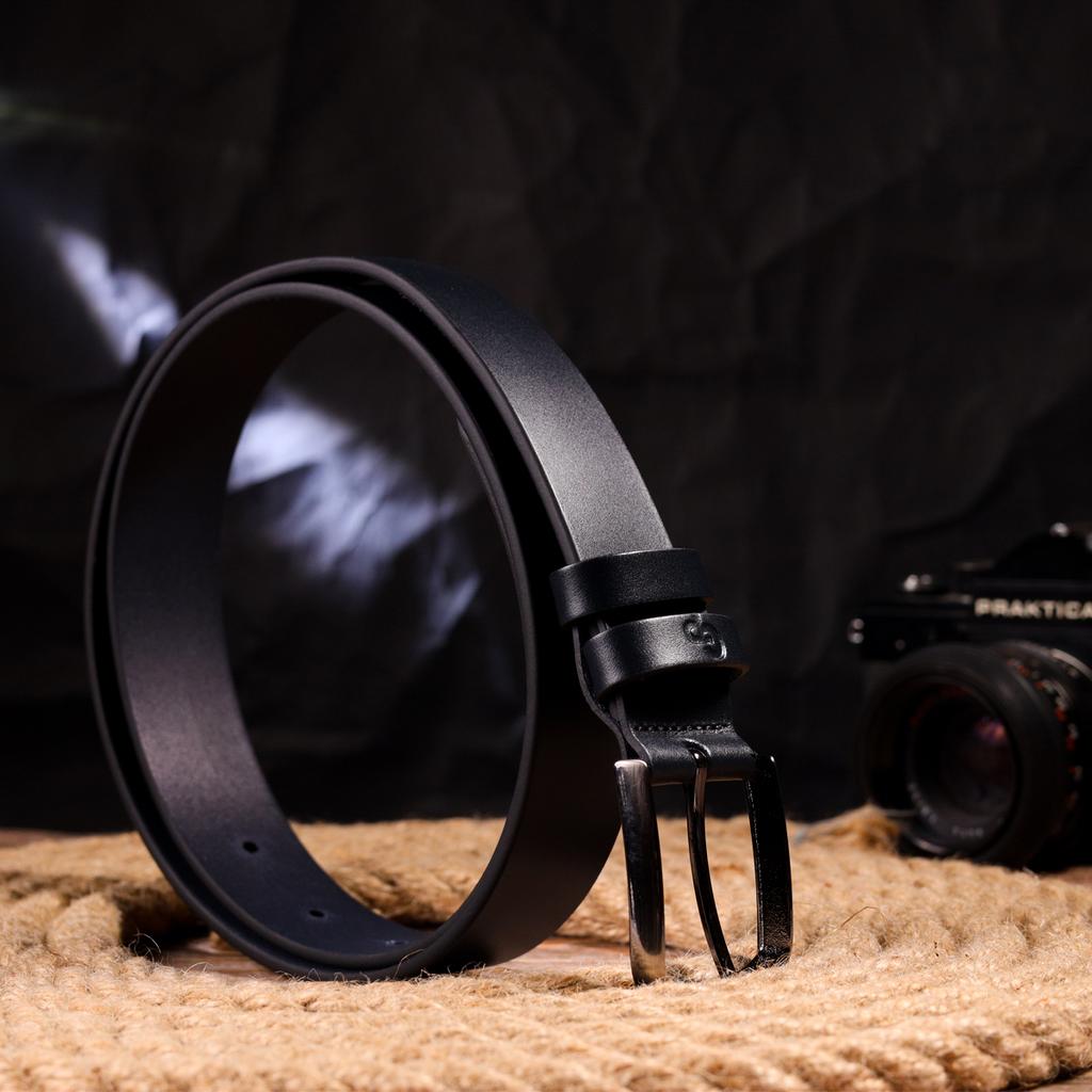 Добротный мужской ремень под брюки из натуральной кожи GRANDE PELLE Leather Belt 21453 Синий