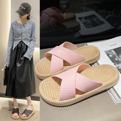 Новые тапочки женская летняя одежда мода для дома кроссовки на платформе пляжная обувь повседневный стиль сандалии на мягкой подошве