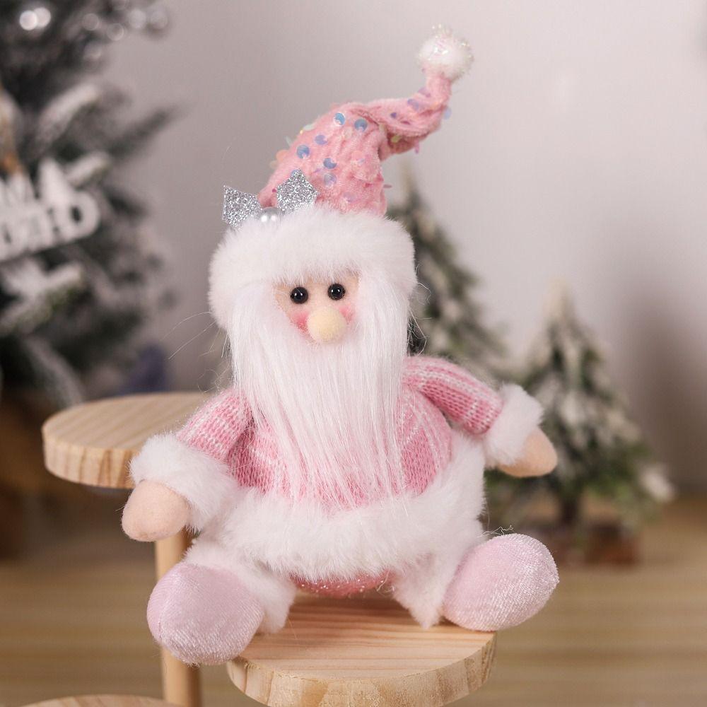 Sitting Knitted Elk Snowman Doll Realistic Christmas Pink Doll Decorations Kids Birthday Christmas