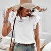 Spring Summer Ruffle Tank Top Sweet Round Neck Solid Color Women's Shirt Blouses