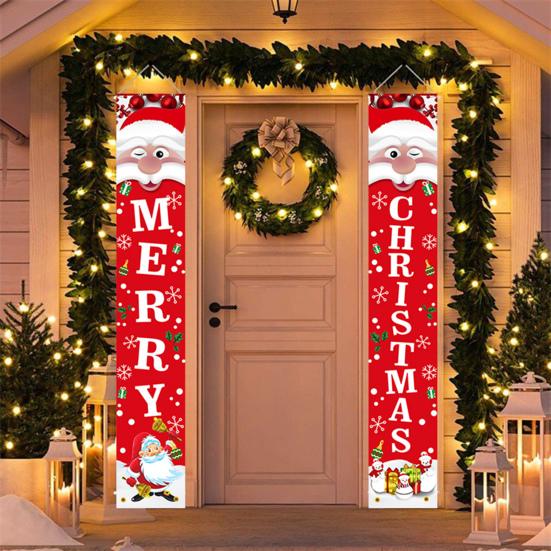 1 пара рождественских двустиший, которые легко повесить, Санта-Клаус, знак на крыльцо, баннеры на дверь, многоразовые подвесные двустишия для входной двери, принадлежности для новогодней вечеринки