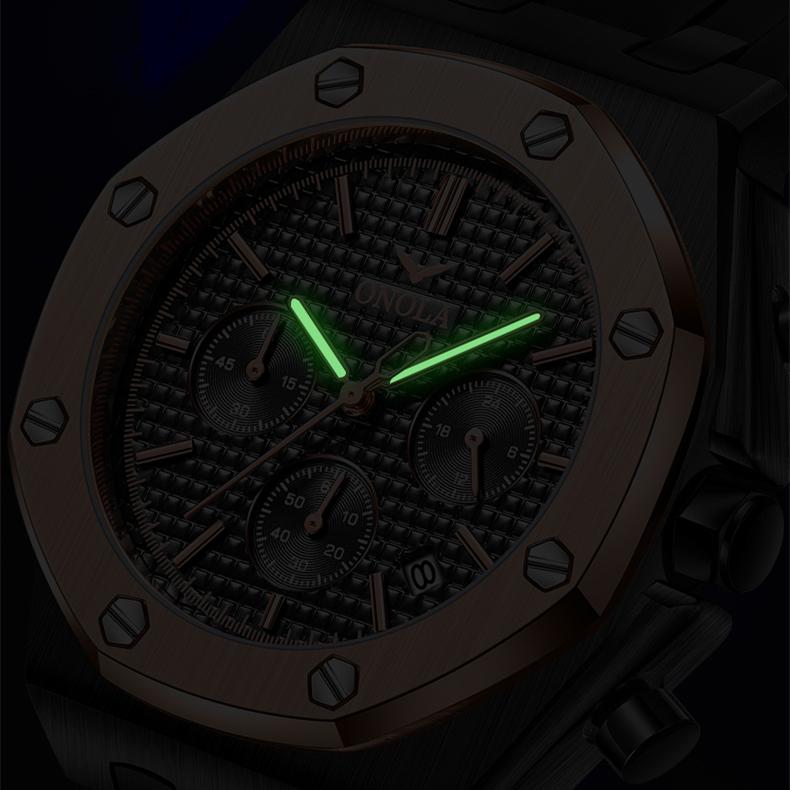 Новые роскошные мужские часы с коробкой ONOLA, многофункциональные мужские водонепроницаемые часы с силиконовым ремешком, мужские кварцевые часы