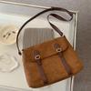 New Korean Version Ins Niche Design Suede Retro Matte One-shoulder Crossbody Bag Mailbox Trend