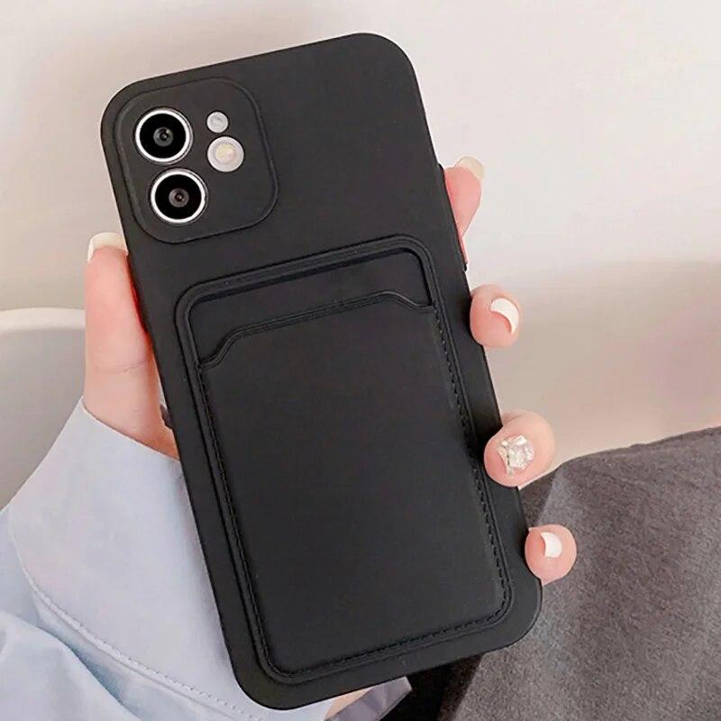 Soft Silicone Phone Case For iPhone 14 Pro Max Case iPhone 11 15 13 12 Pro Max XR XS 14 15 Plus 7 8 SE Wallet Card Holder Cover