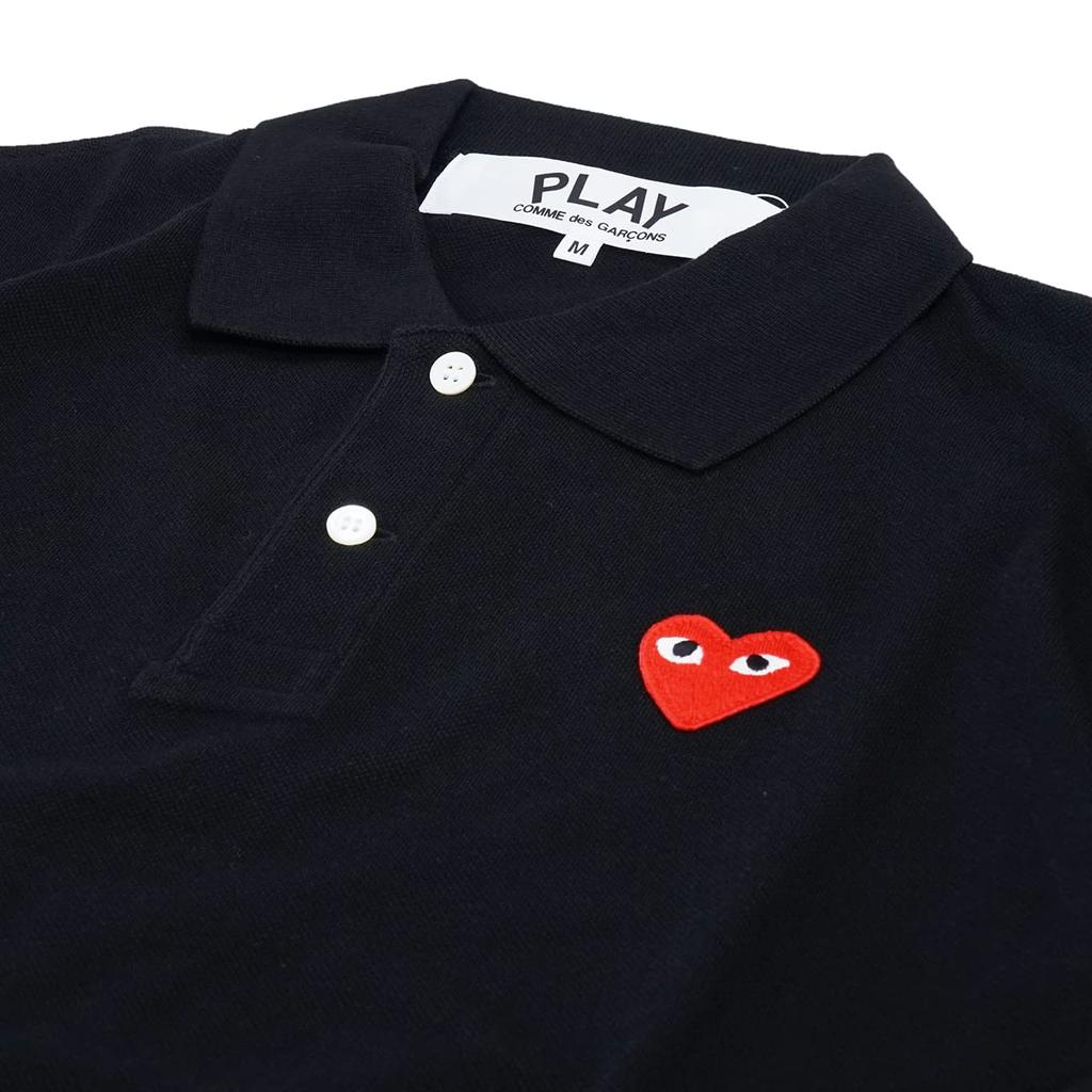 Рубашка поло COMME des Polo с коротким рукавом с красным логотипом в виде сердца PLAY COMME des GARCONS RED HEART PLAY POLO SHIRT T006 Black XL [PLAY GARCONS] Мужская [Товар]