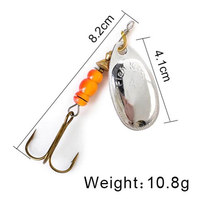 FISH KING Spinner Bait 3,9 г, 4,6 г, 7,4 г, 10,8 г, 15 г, приманки для ложки, металлические приманки для щуки с тройными крючками, искусственная приманка для окуня, рыболовная приманка
