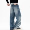 Унисекс Ретро Вываренные Джинсы с Завышенной Талией Свободного Широкого Кроя